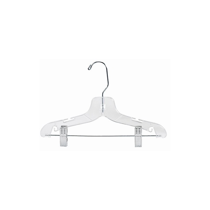 Children's Clear Plastic Suit Hanger w/Clips - 12Plastic