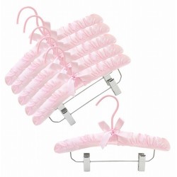 12 Pack Satin Padded Baby Hangers for Closet, Nursery, Baby Clothes, Pink  Floral Design (9.5 In)