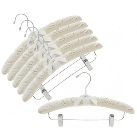 Natural Canvas Padded Hangers w/Chrome Hook & Clips - Closet Hanger Factory